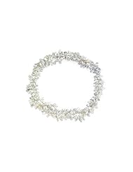 Sterling Silver and Freshwater Keshi White Cultured Pearl Strand Necklace - 19 Inch/ 8-9 MM