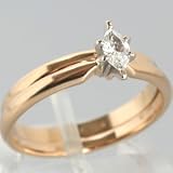 14K & 10K Yellow Gold Diamond Solitaire Wedding Ring Set - OldCities Estate Jewelry