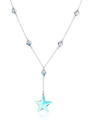 Sterling Silver Chain Swarovski Elements Crystal Aurora Borealis Bead and Star Pendant Y-Shaped Necklace, 18"