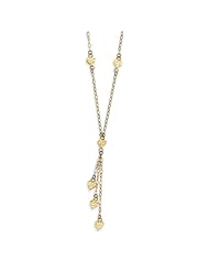 14k Yellow Gold Hollow Hearts Lariat w/2in ext Necklace