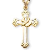 24K Gold over Sterling Silver Cross with Sterling Silver Dove and 18-inch Chain