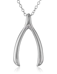 Sterling Silver Wishbone Pendant Necklace, 18"
