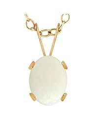 1.05 Ct Oval Cabouchon White Opal 14K Yellow Gold Pendant