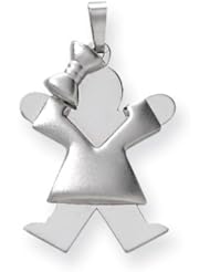 14k White Gold Puffed Girl w/Bow on Left Engravable Charm
