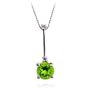 14k White Gold Round Peridot and Diamond Drop Pendant, 17"