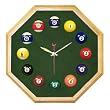 Octagon Oak Billiard Clock With Dark Green Mali Felt - Billiards > Novelty Clocks