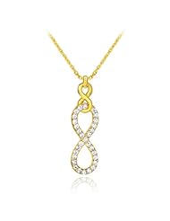 14k Gold Vertical Infinity Clear CZ Necklace