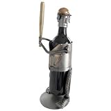 Baseball Player at Bat Wine Bottle Holder H&K Steel Sculpture - 6097-LI