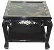 Unique Furniture & D&eacute;cor - 23" Chinese Square Black Lacquer Chow Table w/ Shelf