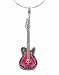 925 Sterling Silver Electric Guitar Skull Charm with Pink Enamel and Black Cz Diamonds