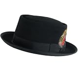 New Black - Rabbit Fur Felt Pork Pie Rocky Gangster Hat * Large