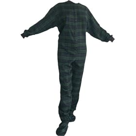 Buy Big Feet Pajama Co. Blue (104) Plaid 100% Cotton Flannel Adult Footed Pajamas with Drop Seat by Big Feet Pajama Co.