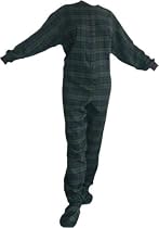 Big Feet Pajama Co. Blue (104) Plaid 100% Cotton Flannel Adult Footed Pajamas with Drop Seat