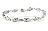 14K White Gold Genuine Oval Aquamarine Bracelet