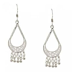 Silver Celtic Spirals Dangle Drop Chandelier Earrings