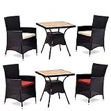 Belardo EREBIA Gartenmöbel Gartentisch und Gartensessel 3er-Set Rattanmöbel Schwarz