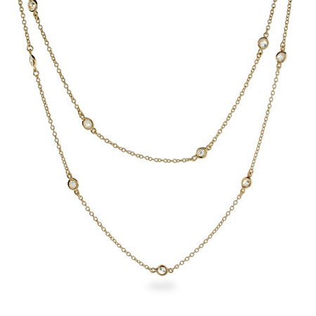 Sparkling 36" CZs by the Yard Gold Vermeil Necklace