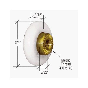 3/4 Sliding Shower Door Oval Edge Roller with Metric Thread - Package