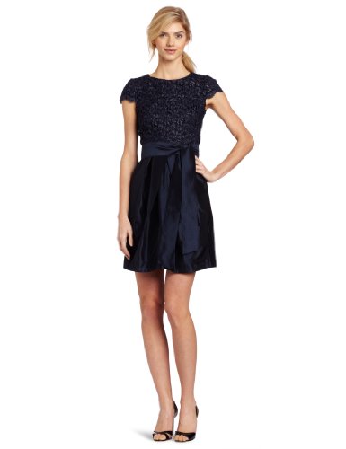 Suzi Chin Women's Cap Sleeve Dress, Navy/Midnight, 6