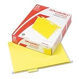 Pendaflex 81606 Recycled Colored Hanging File Folders, Letter, 1/5 Cut Tabs, Yellow, 25/box