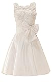 GEORGE BRIDE White Taffeta Straps With Beaded Lace and Bows Short Prom Dress Size 6 White