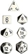 Polyhedral 7-Die Opaque Dice Set - White with Black