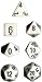 Polyhedral 7-Die Opaque Dice Set - White with Black