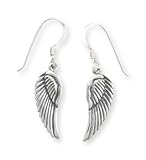 Oxidized Angel Wings French Wire Earrings