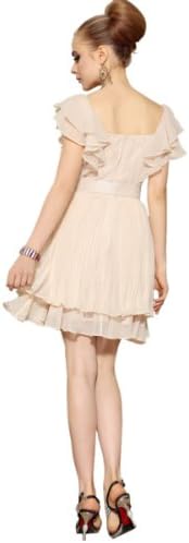 Cozyin Charming champange fashion falbala sleeves chiffon dress girl dresses XL Beige