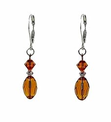 Earrings - E85 - Crystal Rice Drop ~ Smoky Topaz (Brown)