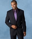Lauren By Ralph Lauren Two-Button Navy Stripe Wool/Cashmere Suit