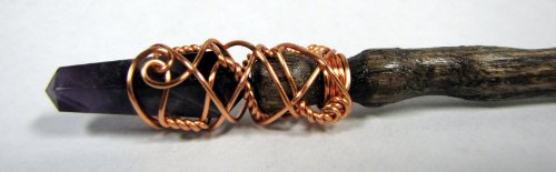 Amethyst Crystal Red Oak Magic Wand