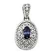14K White Gold Iolite and Diamond Pendant
