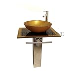 Buy 23-inch Wide Glass Vessel Bathroom Vanity Combo Mustard Gold by Home Trends