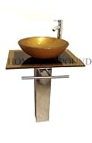23-inch Wide Glass Vessel Mustard Gold