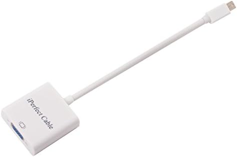 iPerfect Mini DisplayPort (Thunderbolt Port Compatible) to VGA Adapter (Male to Female) - White