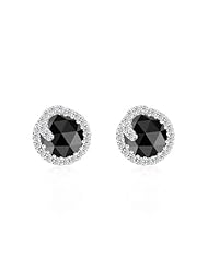 3.33 Cts Black & White Diamond Earrings in 14K White Gold