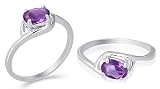 Oval Cut Amethyst Ring Sterling Silver Size 7