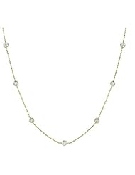 14K Yellow Gold 0.6ct Mini-Circles Bezel Round Diamond Collar Necklace