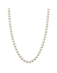 14K Yellow Gold 7.5-8mm A Quality White Freshwater Pearl Strand Necklace, 20 Inch