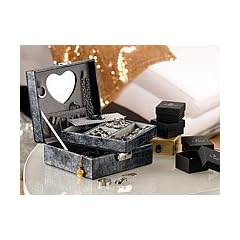 Schmuck-K�stchen in exklusiver Kroko-Leder-Optik, anthrazit