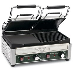 Waring Dual Panini Grill: Dual Ottimo Grill with Half Ribbed Plates & Half Flat Plates