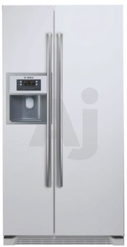 Bosch Evolution 800 Series B20CS81SNW 20.0 cu. ft. Counter-Depth Side-by-Side Refrigerator with 3 Slide-Out Spill Proof Glass Shelves, Multi-Flow Shower Cooling System, SUPERCOOL/SUPERFREEZE, Temperature Controlled Drawer, External Ice/Water Dispenser, Wine Rack and Hidden Hinges: White