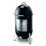 Weber Smokey Mountain Cooker 721001 18.5" Charcoal Smoker with 481 sq. in. Cooking Area, Porcelain-Enameled Bowl, Lid, and Water Pan, Two Plated Steel Cooking Grates, Lid Thermometer and No-Rust Aluminum Fuel Door