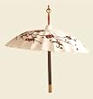 Asian Fusion White Umbrella with Red Floral Glitter Design Christmas Ornament