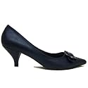 Navy Blue Pointy Pointed Secretary Kitten Heel Court Shoes