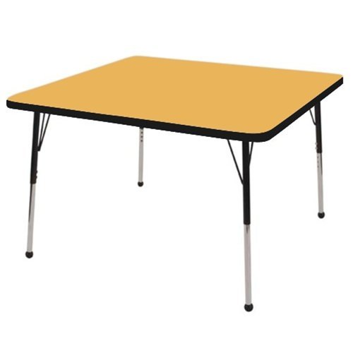 Early Childhood Resource ELR-14116-MBBK-TB 30 in. Maple Square Adjustable Activity Table with Black Edge and Black Toddler Legs Ball Glide