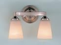 Murray Feiss VS9402-BS Two-Light Paris Moderne Collection Vanity Strip, Brushed Steel with White Opal Etch Glass Shades