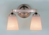 Murray Feiss Two-Light Paris Moderne Collection Vanity Strip, Brushed Steel with White Opal Etch Glass Shades # VS9402-BS