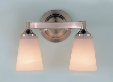 Murray Feiss Two-Light Paris Moderne Collection Vanity Strip, Brushed Steel with White Opal Etch Glass Shades # VS9402-BS